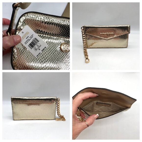 Michael Kors Metallic Gold Leather Maisie 2-In-1 Camera Crossbody Bag - Picture 11 of 11